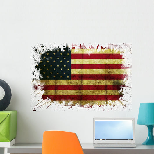 Usa Flag Paint Wall Mural