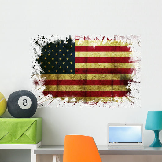 Usa Flag Paint Wall Mural