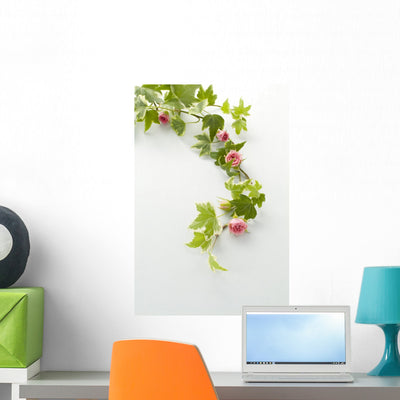 Ivy and Roses Wall Decal shown on a wall