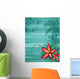 Frangipani Tropical Flowers on Striped Background Wall Mural