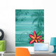 Frangipani Tropical Flowers on Striped Background Wall Mural