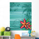 Frangipani Tropical Flowers on Striped Background Wall Mural