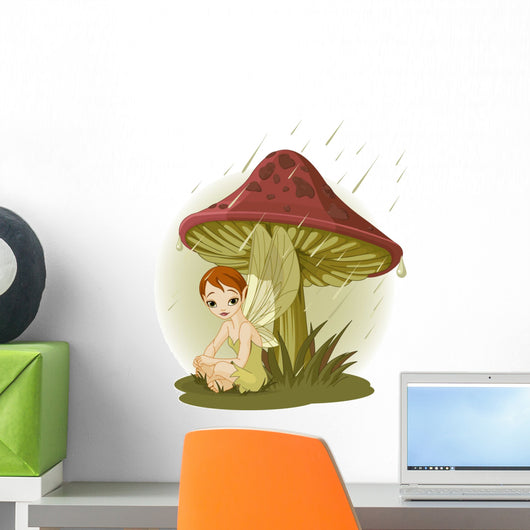Fairy under Mushroom Wall Decal