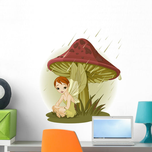 Fairy under Mushroom Wall Decal