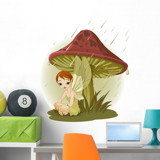 Fairy under Mushroom Wall Decal