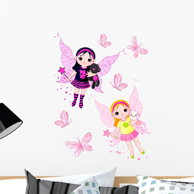 Little Butterfly Fairies Wall Stickers shown on a wall