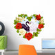 Rose frame in the shape of heart and couple swans Wall Decal