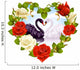 Rose frame in the shape of heart and couple swans Wall Decal