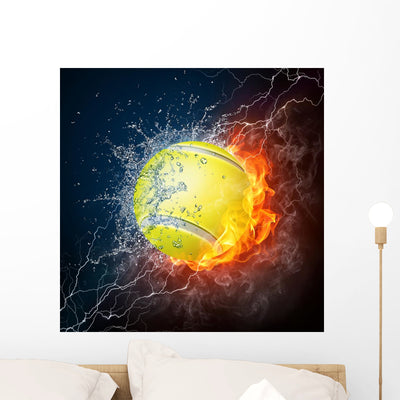 Tennis Ball Wall Mural shown on a wall