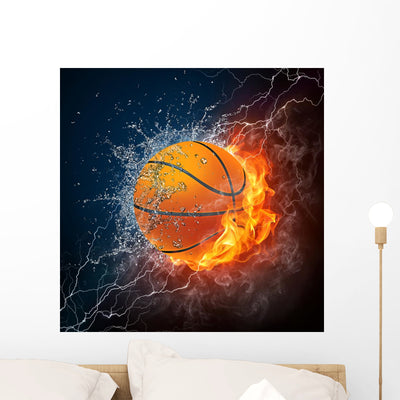 Basketball Ball Wall Mural shown on a wall