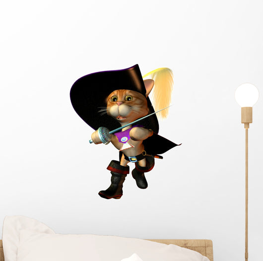 Gestiefelter Kater in der Offensive Wall Decal