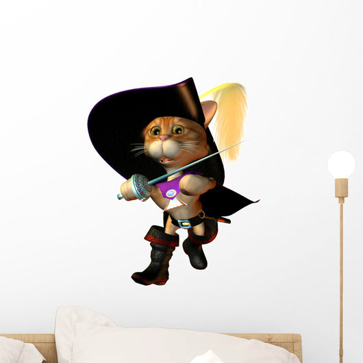 Gestiefelter Kater in der Offensive Wall Decal