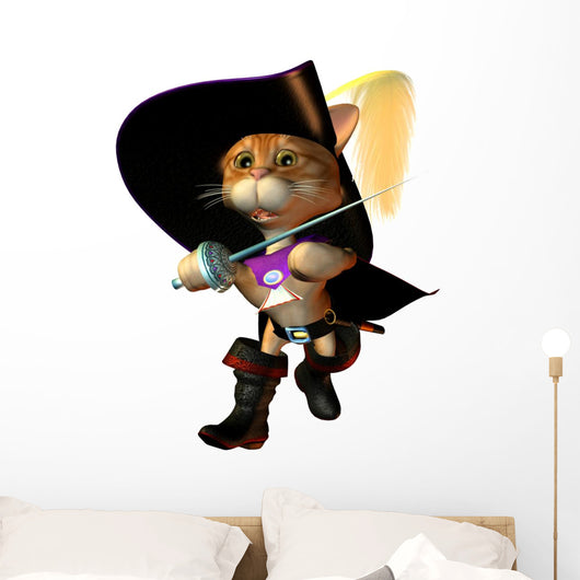 Gestiefelter Kater in der Offensive Wall Decal