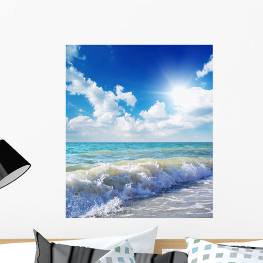 Beautiful coast of beach at day. Nature composition. Wall Mural