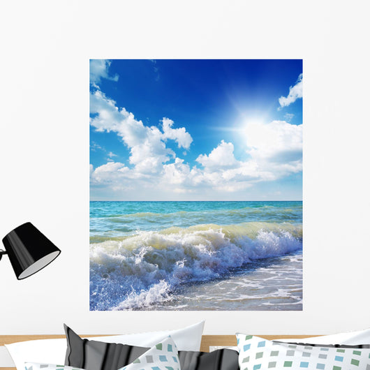 Beautiful coast of beach at day. Nature composition. Wall Mural