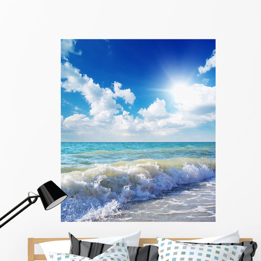 Beautiful coast of beach at day. Nature composition. Wall Mural