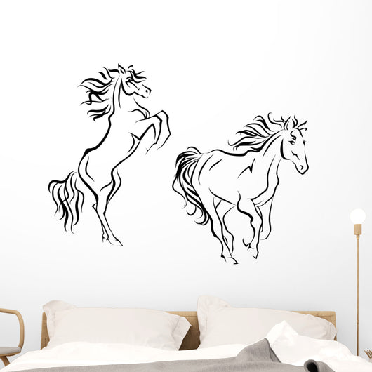 Two horses, simplified silhouettes Wall Decal