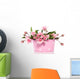 a bouquet of pink roses in a pink flowerpot isolated over white Wall Decal