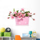 a bouquet of pink roses in a pink flowerpot isolated over white Wall Decal