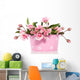 a bouquet of pink roses in a pink flowerpot isolated over white Wall Decal