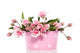 a bouquet of pink roses in a pink flowerpot isolated over white Wall Decal