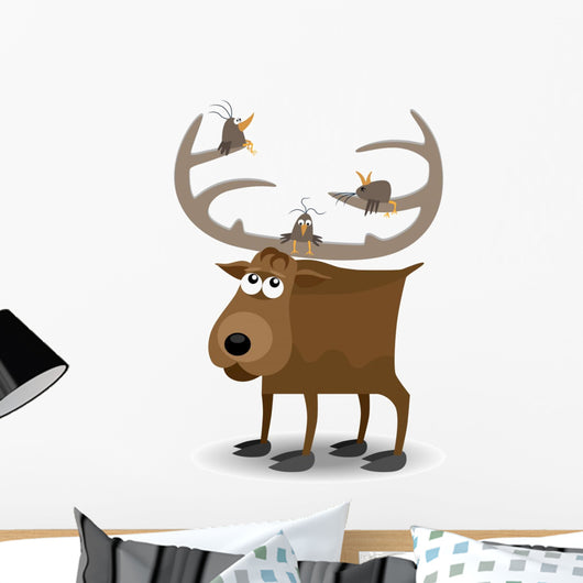 Moose and Birds Wall Decal