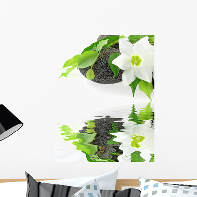 Fleur Blanche Du Lys Wall Decal shown on a wall