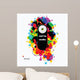 Black cartoon monster on abstract asid background Wall Decal