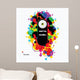 Black cartoon monster on abstract asid background Wall Decal