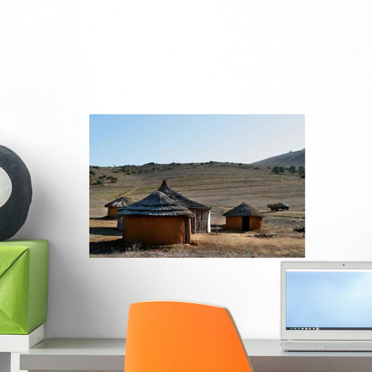 African Huts Plain Wall Decal