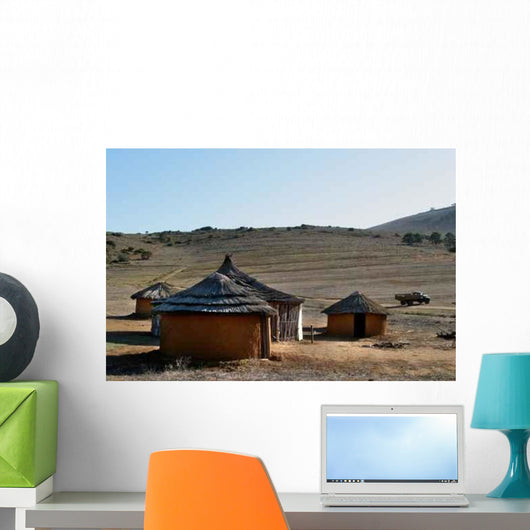 African Huts Plain Wall Decal