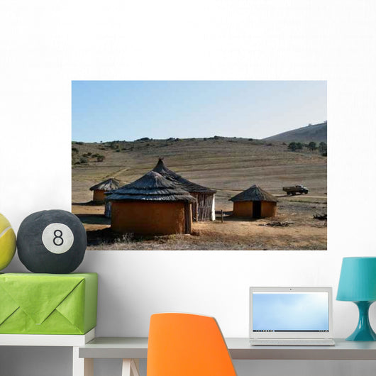 African Huts Plain Wall Decal