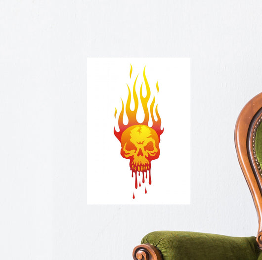 skull in flames Wall Decal