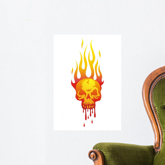 skull in flames Wall Decal