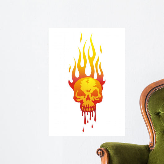 skull in flames Wall Decal