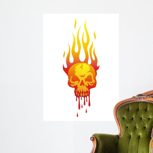 skull in flames Wall Decal