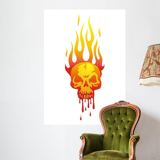 skull in flames Wall Decal