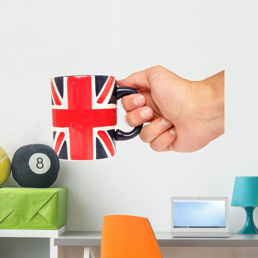 Hand Holding British Mug Wall Mural