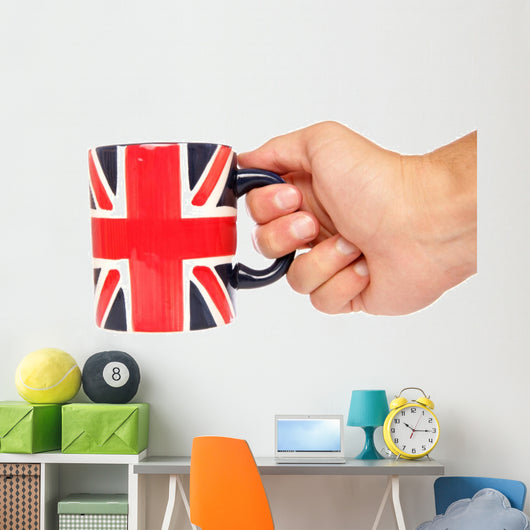 Hand Holding British Mug Wall Mural