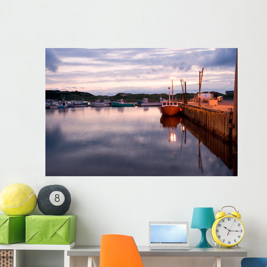 Boats in Inverness harbor, Cape Breton, Nova Scotia Wall Mural