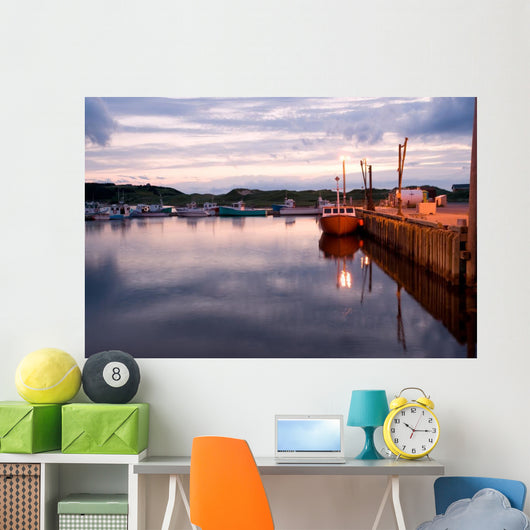 Boats in Inverness harbor, Cape Breton, Nova Scotia Wall Mural