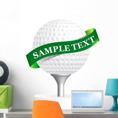 Golf Ball White Wall Decal shown on a wall