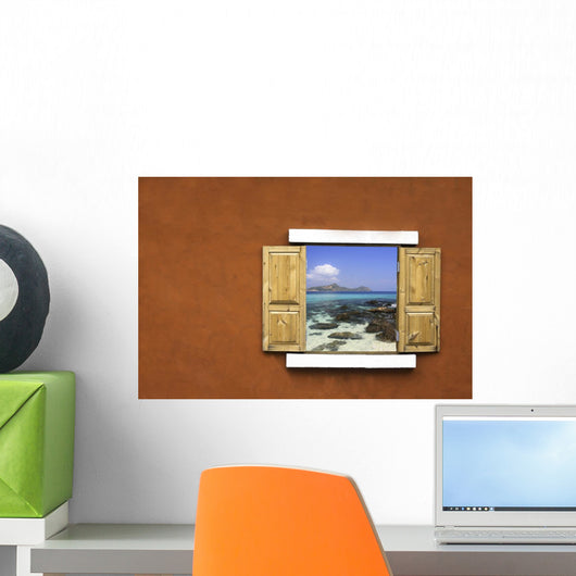 Window with Sea Wall Mural