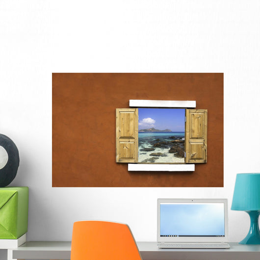 Window with Sea Wall Mural