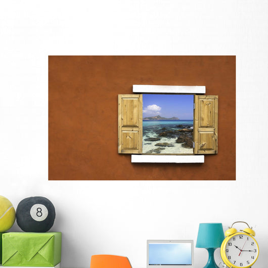 Window with Sea Wall Mural