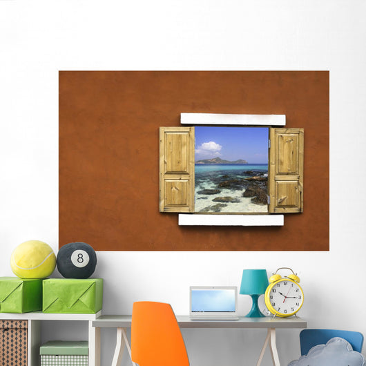 Window with Sea Wall Mural