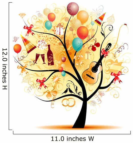 Happy celebration, funny tree with holiday symbols Wall Decal