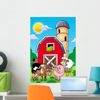 Big Red Barn with shown on a wall