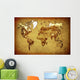 ancient map  world on old paper Wall Mural