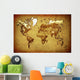 ancient map  world on old paper Wall Mural